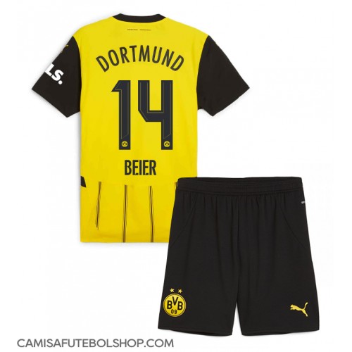 Camisa de time de futebol Borussia Dortmund Maximilian Beier #14 Replicas 1º Equipamento Infantil 2024-25 Manga Curta (+ Calças curtas)